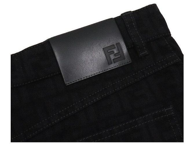 Fendi Minigonna in denim con logo FF nero - vista 7