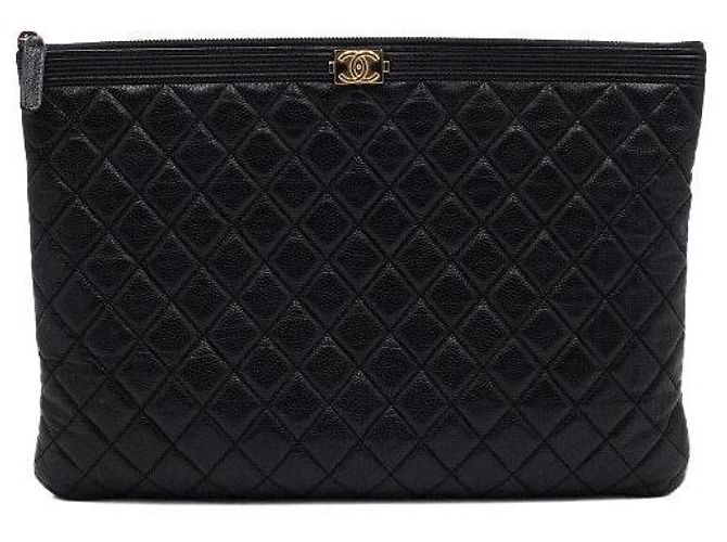 Chanel Black Caviar Boy Clutch Bag Large Schwarz - Ansicht 2