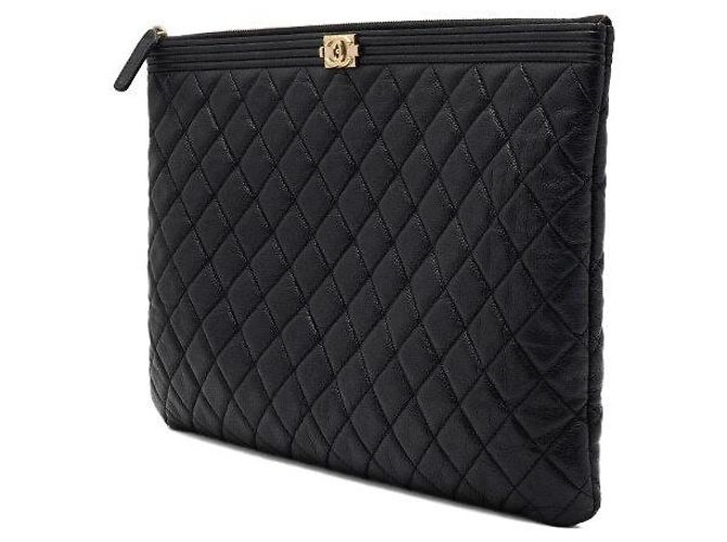 Chanel Black Caviar Boy Clutch Bag Large Schwarz - Ansicht 3