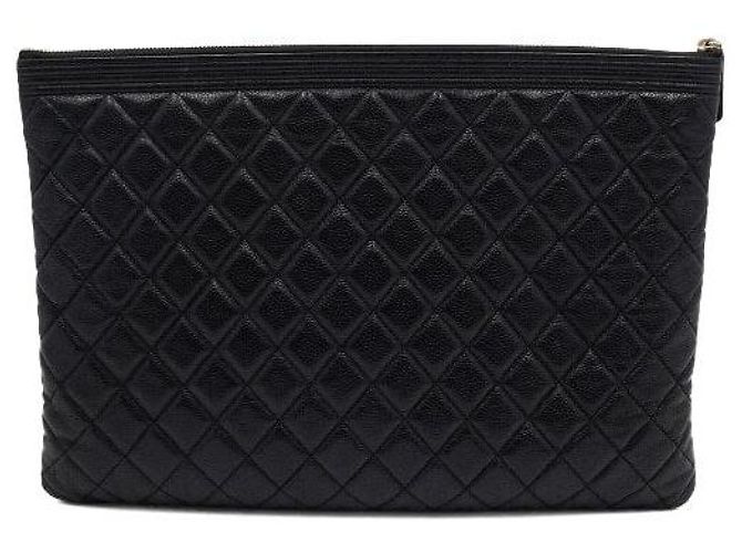 Chanel Black Caviar Boy Clutch Bag Large Schwarz - Ansicht 5