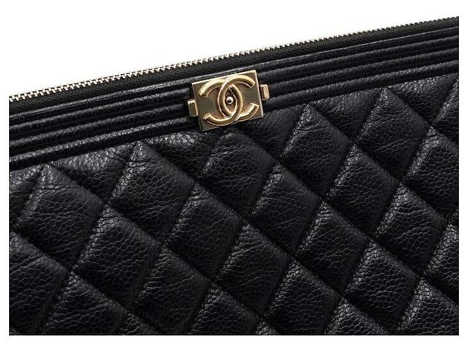 Chanel Black Caviar Boy Clutch Bag Large Schwarz - Ansicht 9