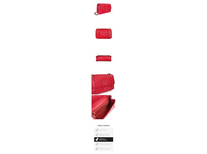 Chanel Borsa a tracolla con patta chevron e catena Rossa Rosso - vista 2