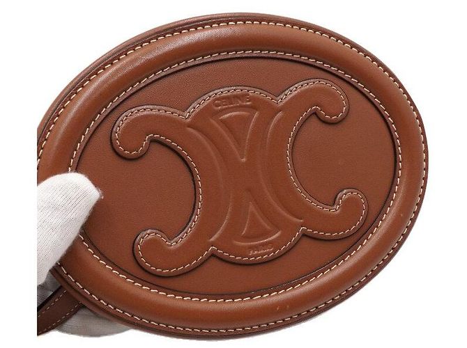 16 Céline Borsa a Spalla e Borsa a Tracolla Tan Kuir Oval Triope D'oro - vista 12
