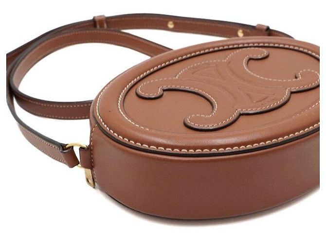 16 Céline Borsa a Spalla e Borsa a Tracolla Tan Kuir Oval Triope D'oro - vista 8