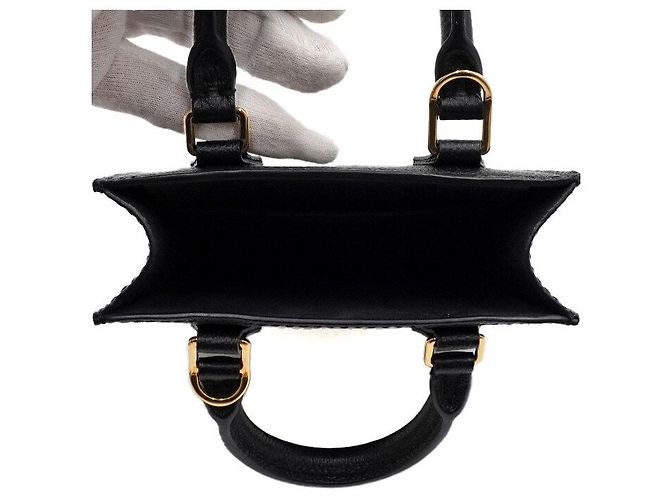 Louis Vuitton Piccola Borsa Piatta Black Monogram Empreinte Embossed Leather Tote Bag Shoulder Bag Crossbody Bag Nero - vista 5