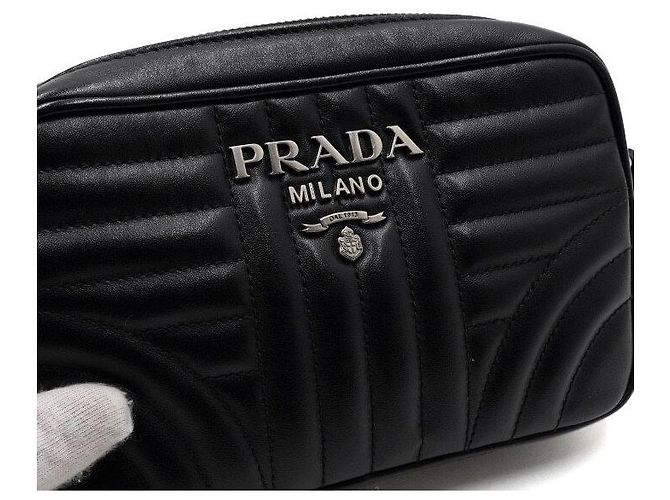 Prada Mini borsa a tracolla in pelle nera Nero - vista 9