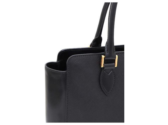 Prada Borsa Tote e Borsa a Spalla Saffiano Gold Logo Top Handle Nero - vista 5