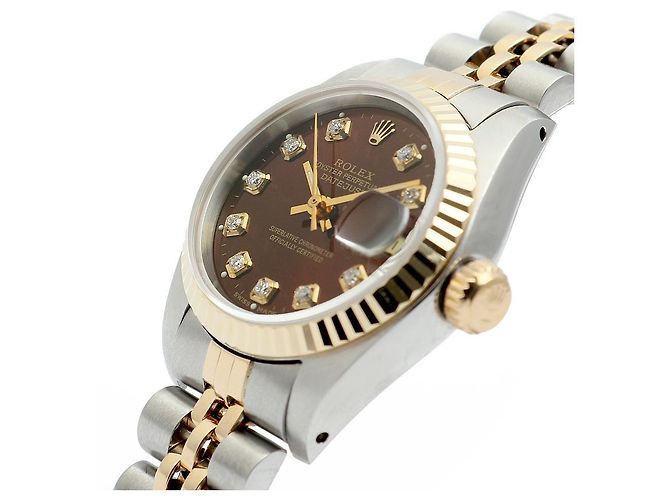 Rolex Reloj Lady Datejust Esfera Cocoa Engaste de Diez Diamantes Castaño - vista 10