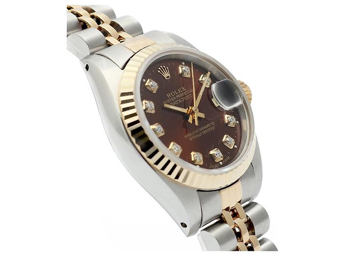 Rolex Reloj Lady Datejust Esfera Cocoa Engaste de Diez Diamantes Castaño - vista 11