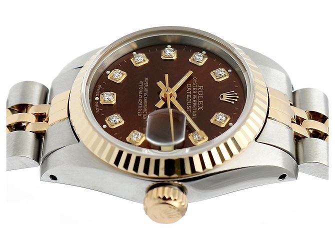 Rolex Reloj Lady Datejust Esfera Cocoa Engaste de Diez Diamantes Castaño - vista 12