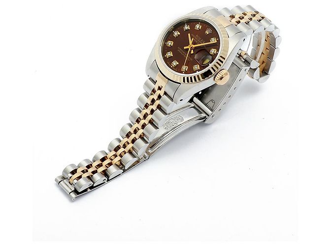 Rolex Reloj Lady Datejust Esfera Cocoa Engaste de Diez Diamantes Castaño - vista 13