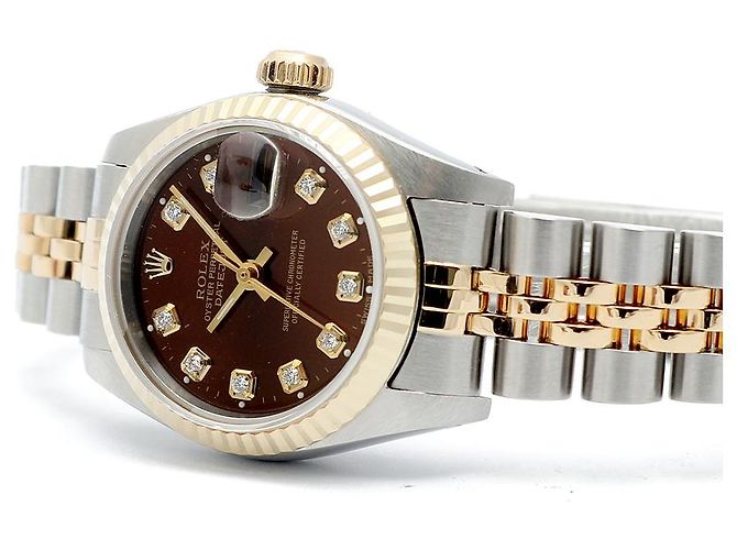 Rolex Reloj Lady Datejust Esfera Cocoa Engaste de Diez Diamantes Castaño - vista 19