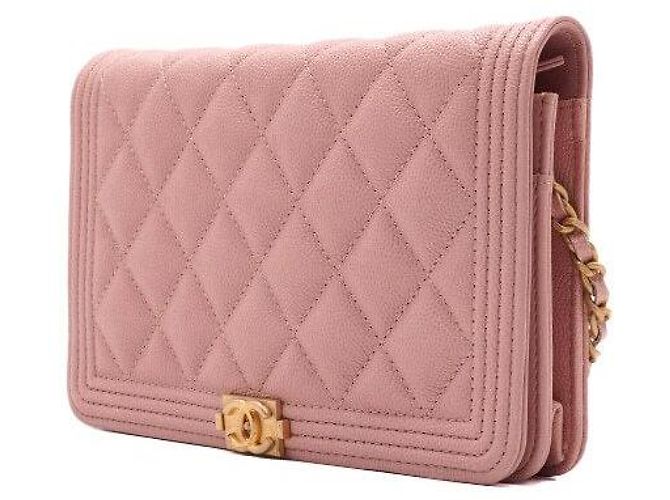 Chanel Borsa WOC Boy in Caviar Rosa con Catena Dorata, Borsa a Spalla e a Tracolla - vista 3