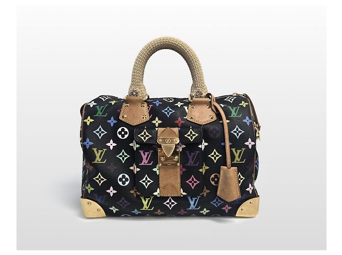 Louis Vuitton Borsa Tote Speedy Monogram Multicolor Nero - vista 2