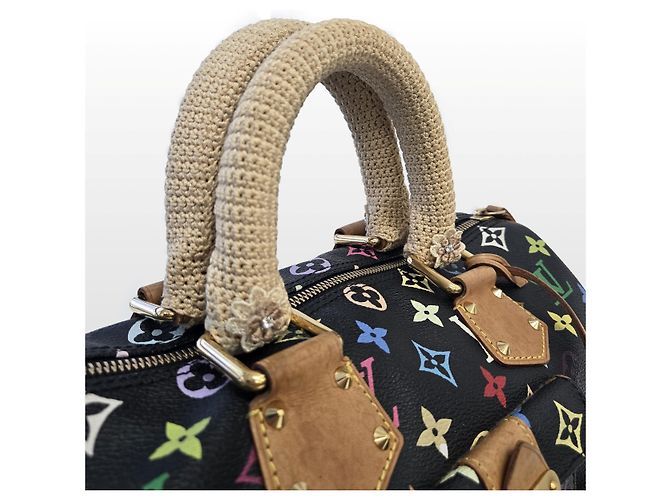 Louis Vuitton Borsa Tote Speedy Monogram Multicolor Nero - vista 8