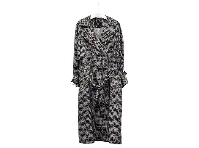 Balmain Monogramm-Jacquard-Trenchcoat Mehrfarben - Ansicht 4