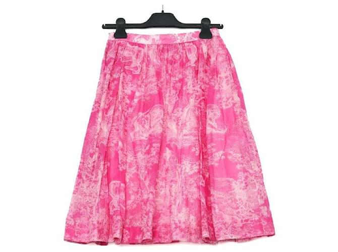 Dior Falda acampanada de sarga de algodón rosa - vista 4