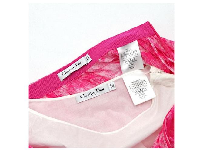 Dior Falda acampanada de sarga de algodón rosa - vista 5