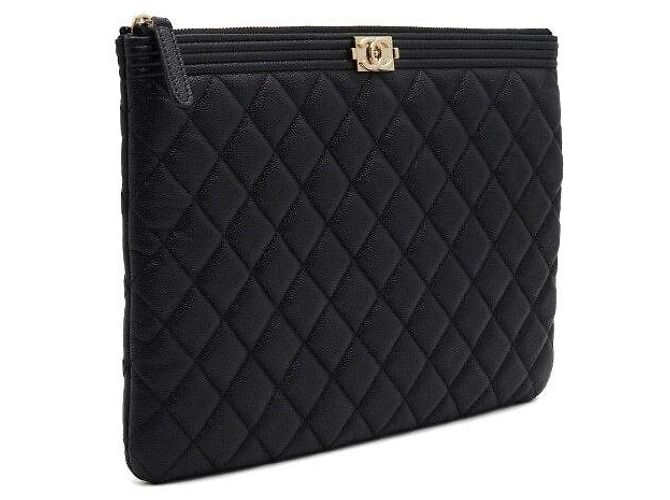 Chanel Clutch Black Caviar Medium Boy Nero - vista 4