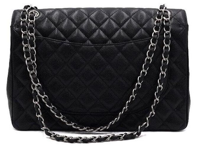 Chanel Borsa a tracolla con patta e catena argentata Nero - vista 4