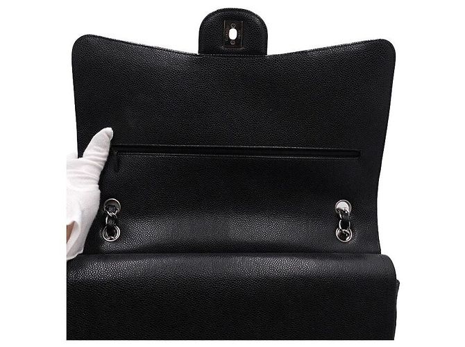 Chanel Borsa a tracolla con patta e catena argentata Nero - vista 6