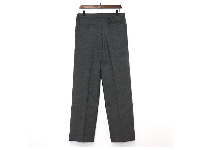 Miu Miu Pantalones de cintura baja en lana a cuadros gris - vista 4