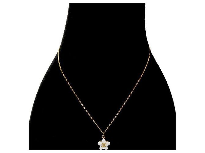 Chanel Collana White Star CC Gold Bianco - vista 5