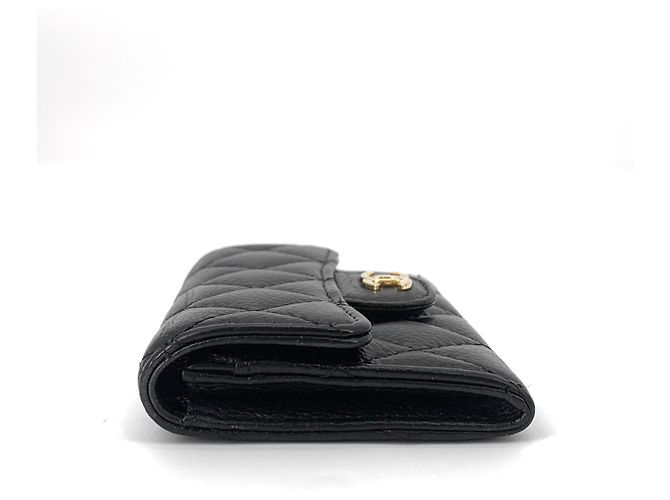 Chanel Tarjetero Classic Caviar Gold Flap Negro - vista 5