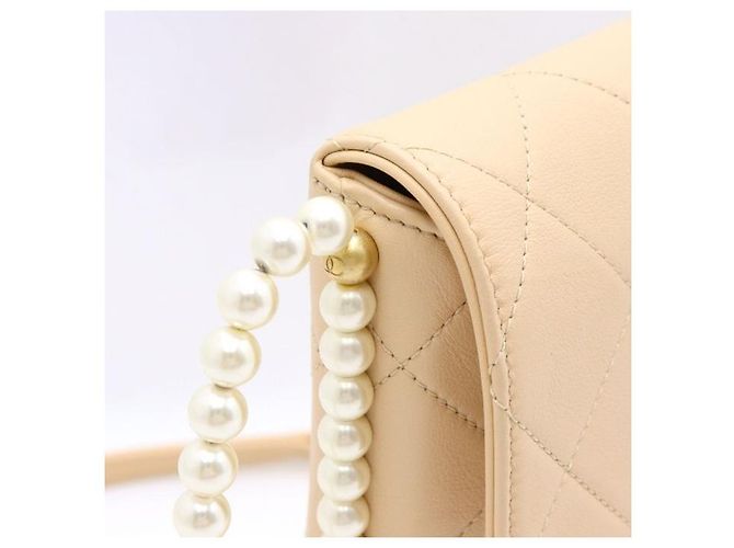 Chanel Kleiner Hobo-Schulterbeutel mit Perlen-Seitengurt Braun - Ansicht 5