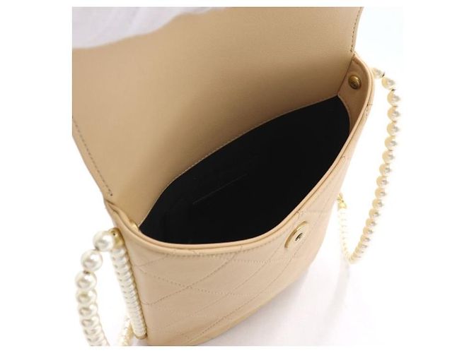 Chanel Kleiner Hobo-Schulterbeutel mit Perlen-Seitengurt Braun - Ansicht 6