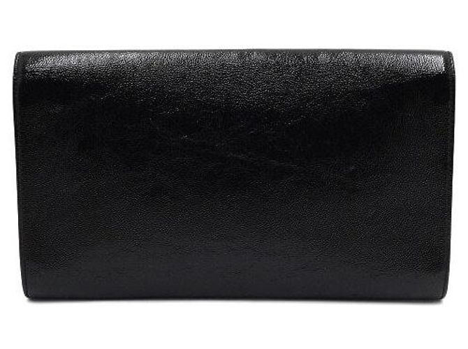 Saint Laurent Pochette Clutch con patta monogramma in vernice nera Nero - vista 4