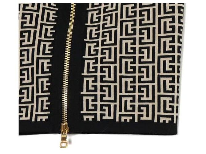 Balmain Gonna a matita in misto lana con monogramma e zip dorata Multicolore - vista 3