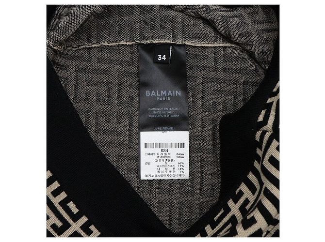 Balmain Gonna a matita in misto lana con monogramma e zip dorata Multicolore - vista 7