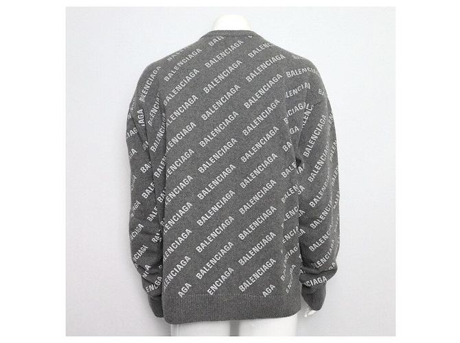 Balenciaga Grauer Strickpullover für Herren aus Kaschmir-Mischung mit Initial-Logo-Jacquard Braun - Ansicht 4