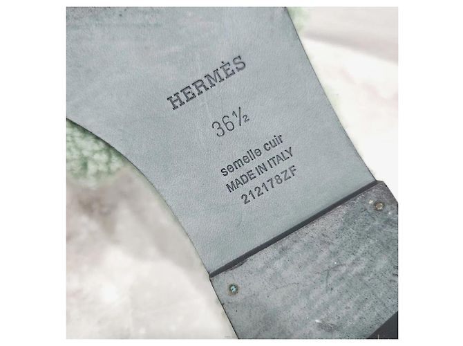 Hermès Sandalo Ciabatta Oran in Shearling Mint Verde - vista 7