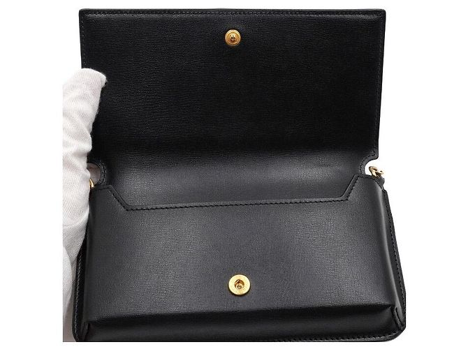 Saint Laurent Custodia per telefono con tracolla in pelle Monogram con catena dorata e borsa a tracolla - vista 7