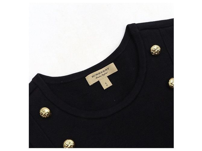 Burberry Schwarzes Strickkleid mit goldenen Knöpfen - Ansicht 5