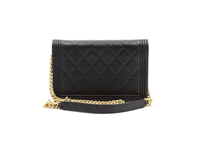 Boy Chanel WOC in Black Caviar mit goldener Gliederkette als Crossbody und Schultertasche Schwarz - Ansicht 4