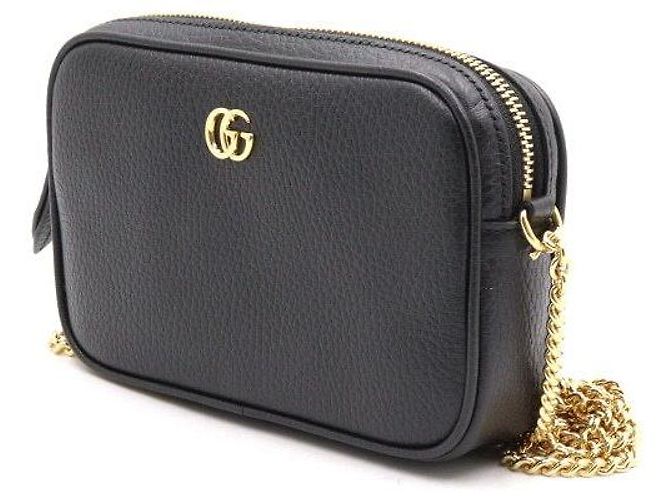 Gucci Mini borsa a tracolla GG Marmont nera con catena dorata - vista 2