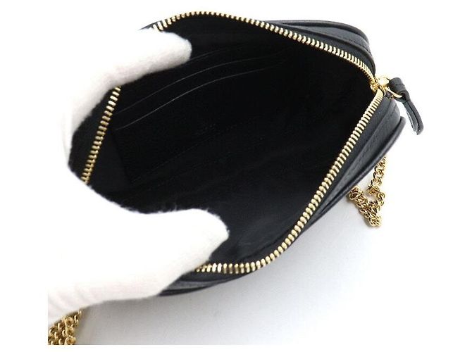 Gucci Mini borsa a tracolla GG Marmont nera con catena dorata - vista 5