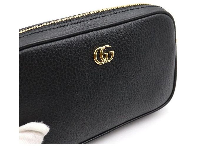 Gucci Mini borsa a tracolla GG Marmont nera con catena dorata - vista 7