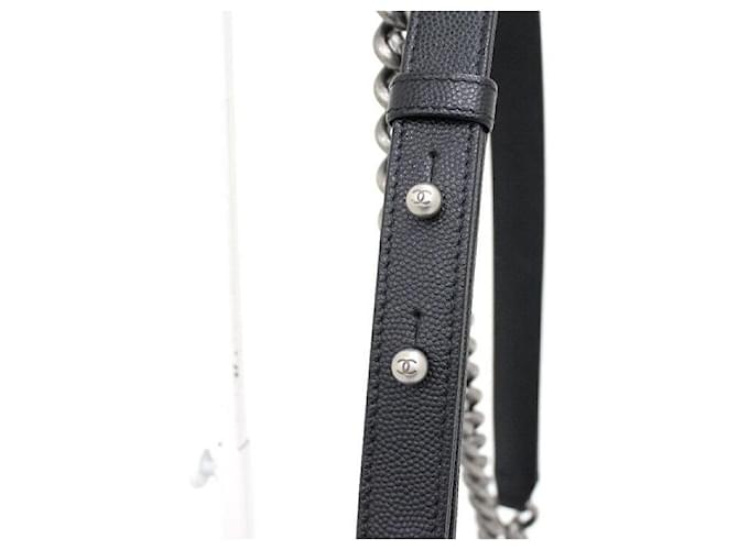 Chanel Borsa a Spalla Boy Caviar Medium Flap Silver Chain Nero - vista 10