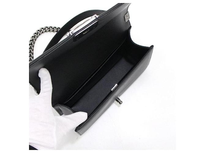 Chanel Borsa a Spalla Boy Caviar Medium Flap Silver Chain Nero - vista 7