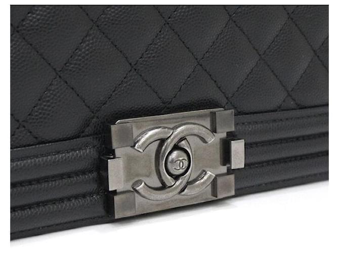 Chanel Borsa a Spalla Boy Caviar Medium Flap Silver Chain Nero - vista 9