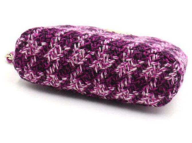 Chanel Mini bolsa de ombro meia lua em tweed roxo com corrente dourada - vista 6