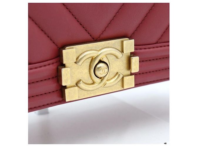 Chanel Borsa a Spalla Boy Medium Flap Gold Chain Rosso - vista 5