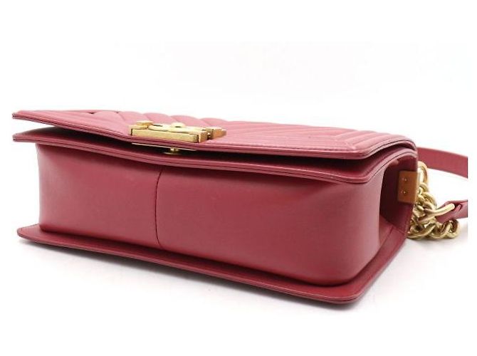 Chanel Borsa a Spalla Boy Medium Flap Gold Chain Rosso - vista 7