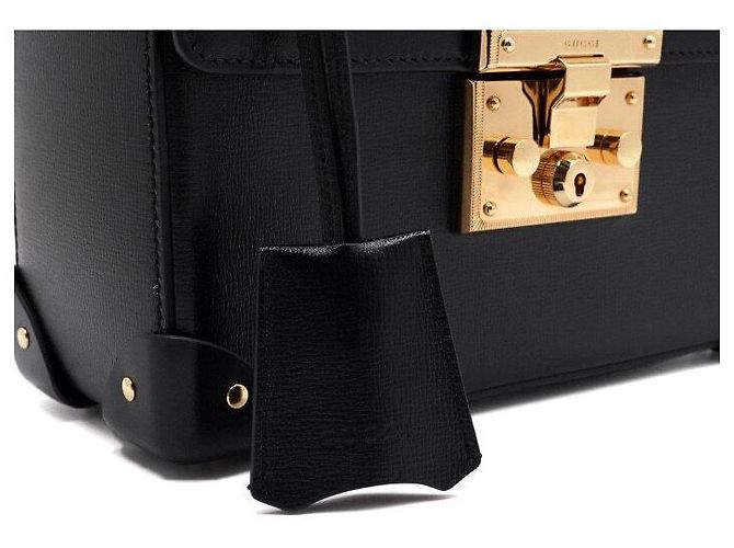 Bamboo Gucci Piccola borsa tote in pelle nera con manico in bambù e tracolla a catena dorata a tracolla Nero - vista 11