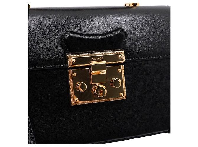 Bamboo Gucci Piccola borsa tote in pelle nera con manico in bambù e tracolla a catena dorata a tracolla Nero - vista 12