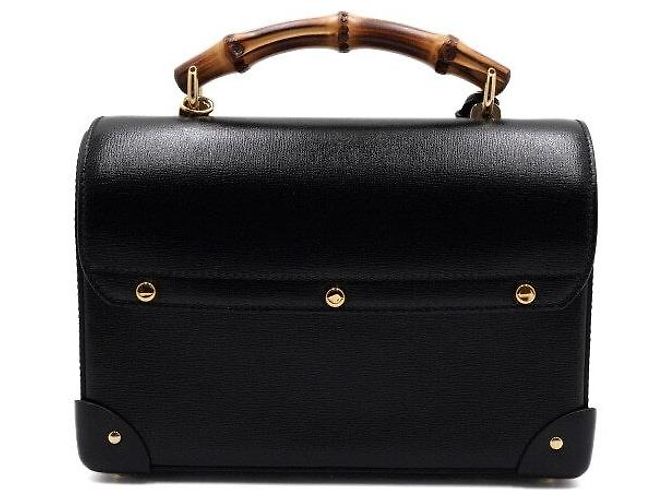 Bamboo Gucci Piccola borsa tote in pelle nera con manico in bambù e tracolla a catena dorata a tracolla Nero - vista 5